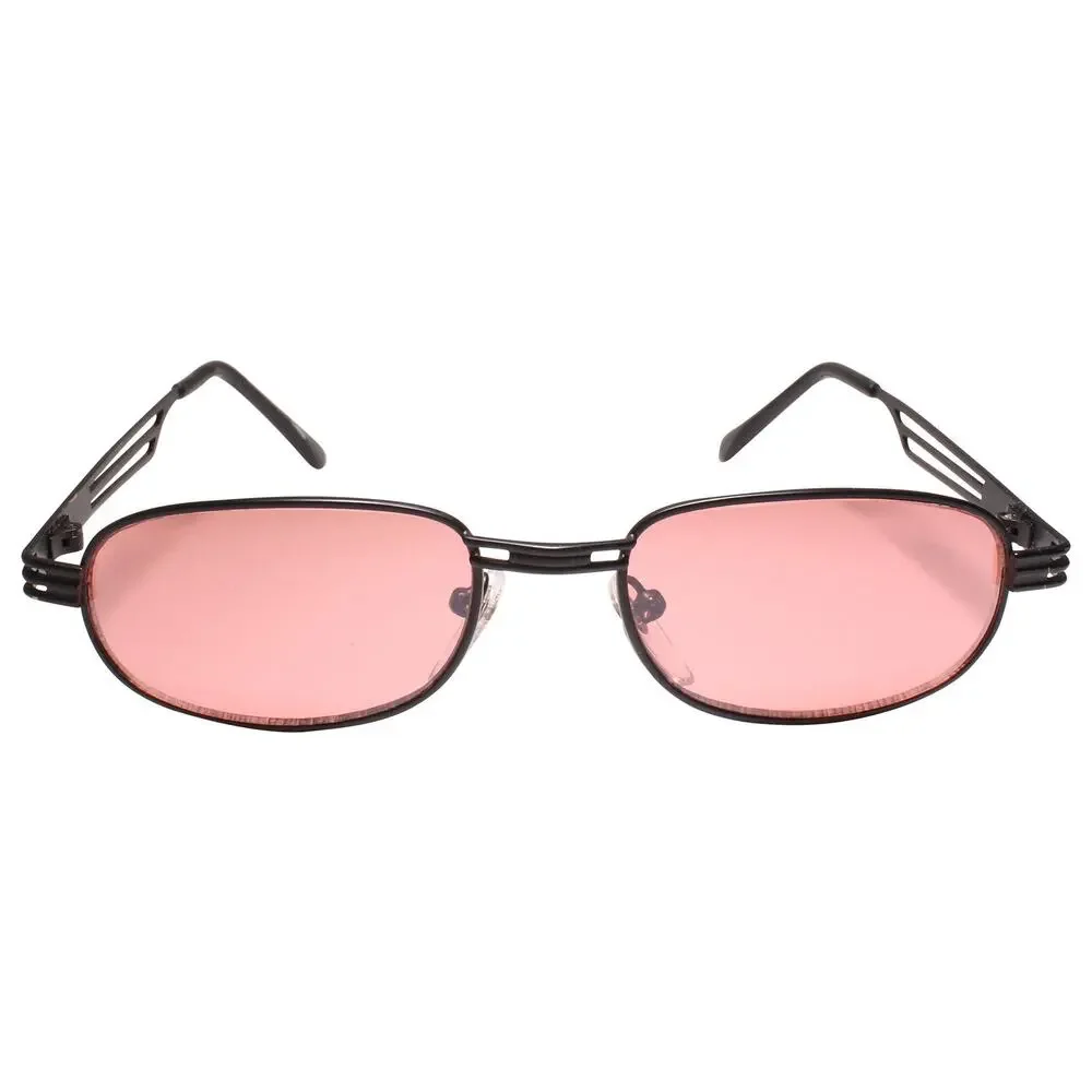 Pink Lens Black Rectangle Sunglasses 90s Vintage Style